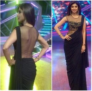 shilpa shetty in black sari blouse